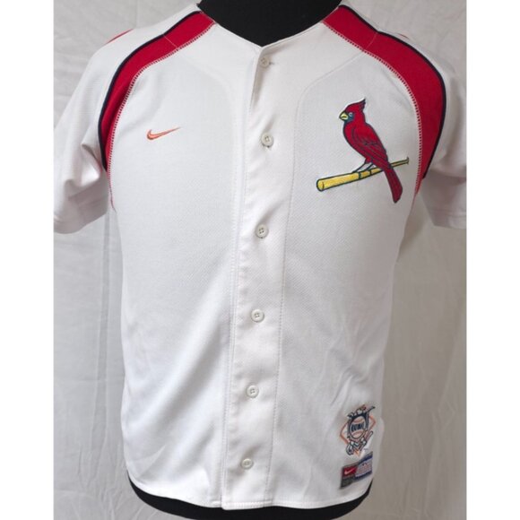 Vtg Nike MLB St Louis Cardinals Medium Youth White Logo's Button National Jersey - Picture 1 of 14